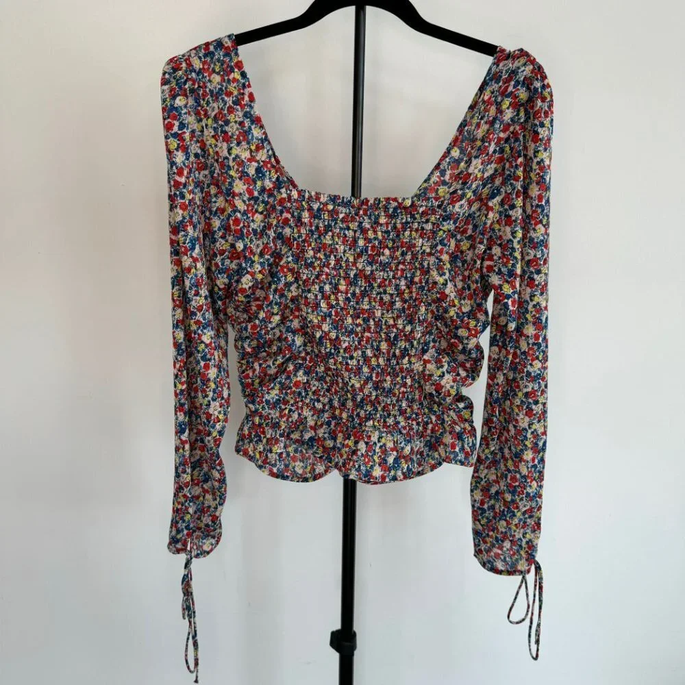 H&M | Puff-Sleeved Peplum Blouse | Floral | Size S​​ - Picture 3 of 6